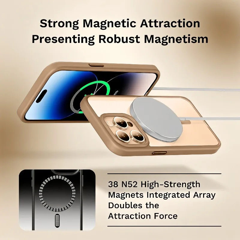 Not Yellowing For MagSafe Protective Case Compatible For iPhone 17 Pro Max 16 Plus 15 14 13 12 11 PC TPU Hybrid Anti Slip Cover 4