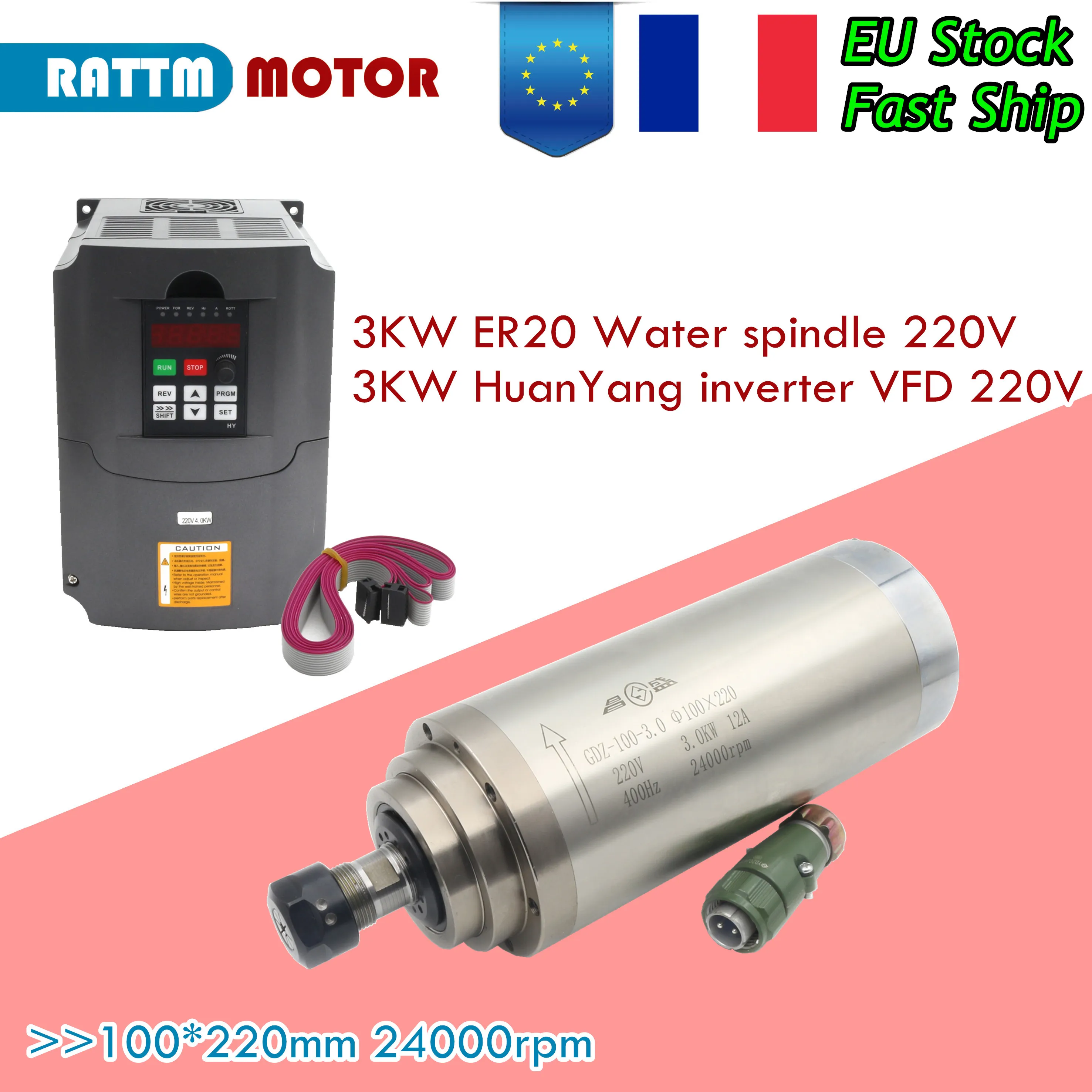 1948 Usa/Eu Delivery】Mandrino Cnc 3Kw Raffreddato Ad Acqua Er20 Motore Mandrino 220V 24000Rpm Hy Inverter Per Fresatrice Cnc Grind Router Machine