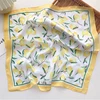 Summer Bright Color Oil Painting Lemon Print 53CM Small Square Women Satin Silk Neck Tie Scarfs Soft Neat Ladies Neckerchiefs 1