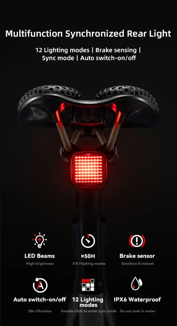 Mengshen Fanale Posteriore Bici Ricaricabile, Telecomando Antifurto
