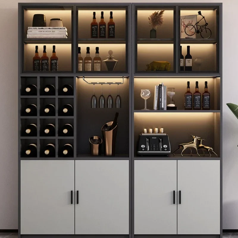 Display Storage Wine Cabinets Modern Glass Simplicity Restaurant Wine Cabinets Luxury Wall Meuble Vin Bar Furniture QF50JG
