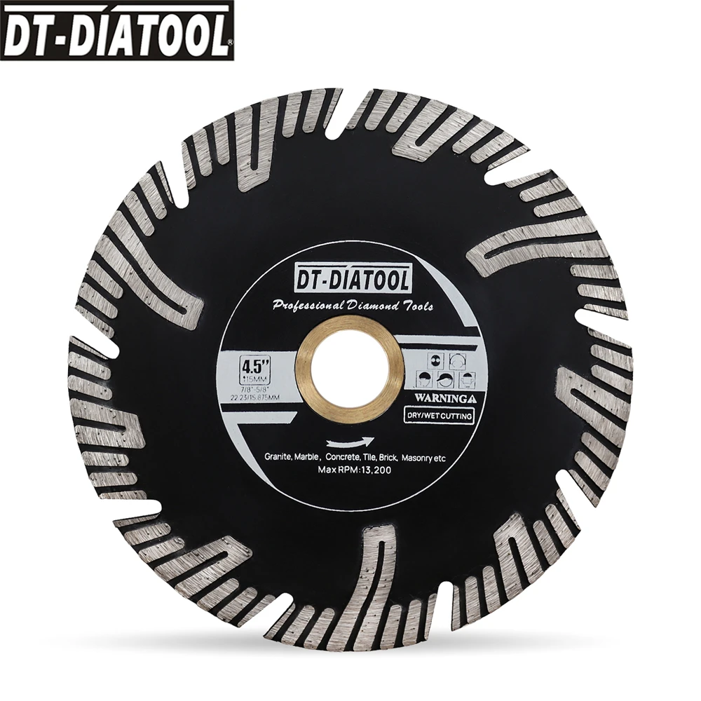 DT-DIATOOL 1pc 4.5 Diamond Turbo Saw Blade Edge Granite Marble Porcelain Ceramic Tile Cutting Disc Angle Grinder Circular Saw dt diatool 1pc single side coated electroplated diamond cutting grinding disc m14 or 5 8 11 thread granite marble tile saw blade