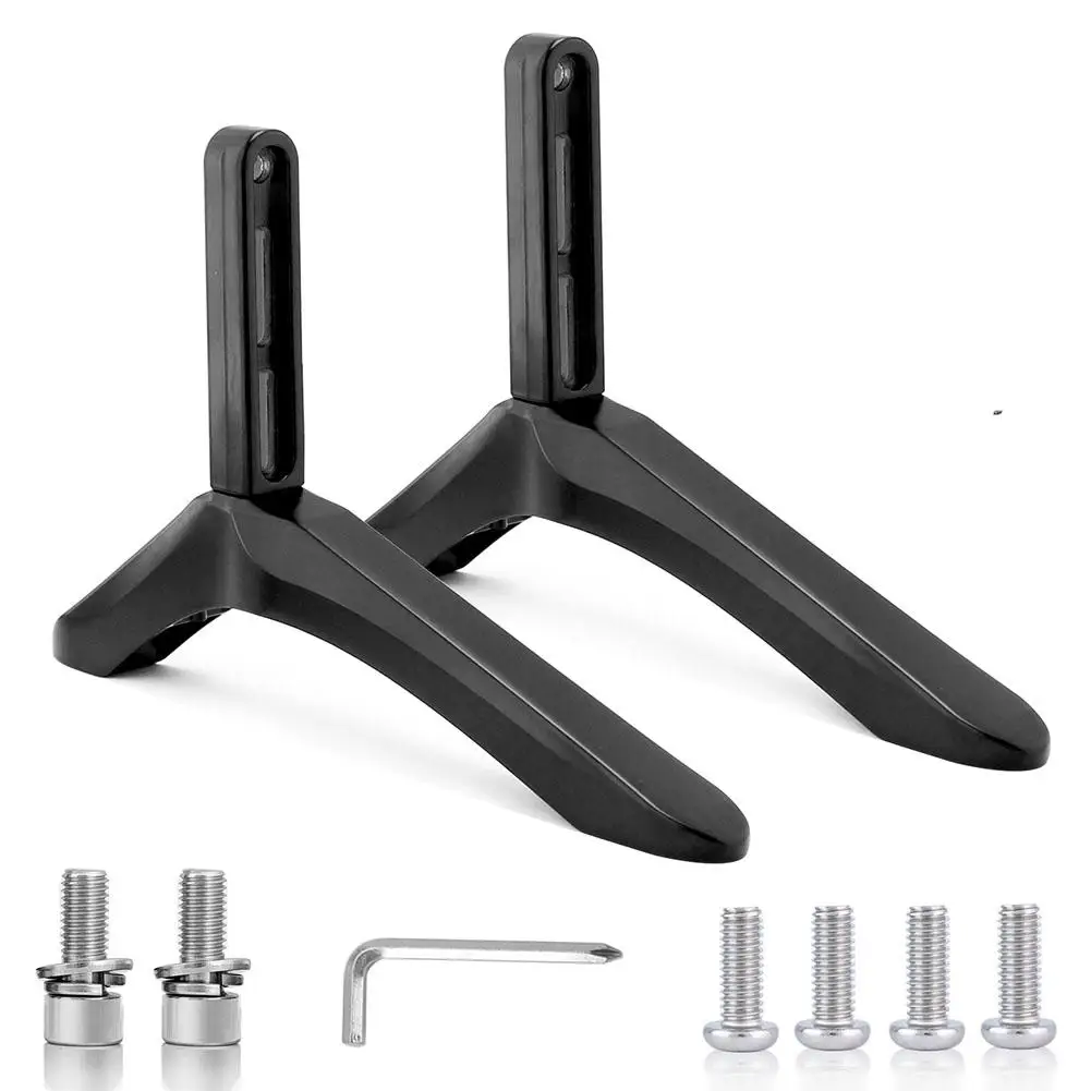 2pcs Universal Aluminum TV Stand Base Mount For Samsung For Vizio Sony LCD TV Black Television Bracket Table Holder acrylic display stand cctv camera wall mount doll display holder knife display stand car model display holder