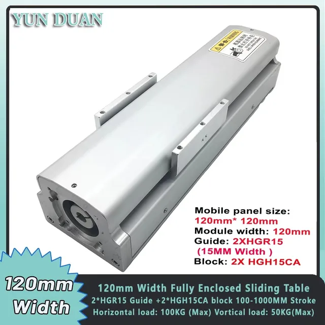 โต๊ะเลื่อนแบบลูกปืนบอลสกรูแบบปิดเต็มรูปแบบ ขนาด 120 มม./4.7 นิ้ว รับน้ำหนักได้ 100 กก. รางเลื่อนแบบเส้นตรง 2xHGH15CA รองรับน้ำหนักมาก 1