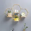 Metal Floating Wall Shelf Sundries Storage Holder Living Room Home Decoration Wall Mounted Hexagon Shelf Handicraft Display Rack 1
