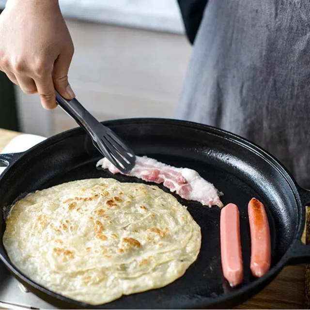 Thickened Cast Iron Uncoated Baking Pan Pancake Oyster Raw Steak Vegetables Kitchen Cooking Tool Outdoor BBQ Flat Frying Skillet 1