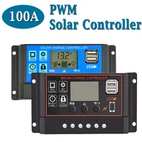 PWM Controller 100A 12V 24V Automatic Generation & Discharge for Solar System 2-USB 5V Solar Panel Charging LCD Display 1