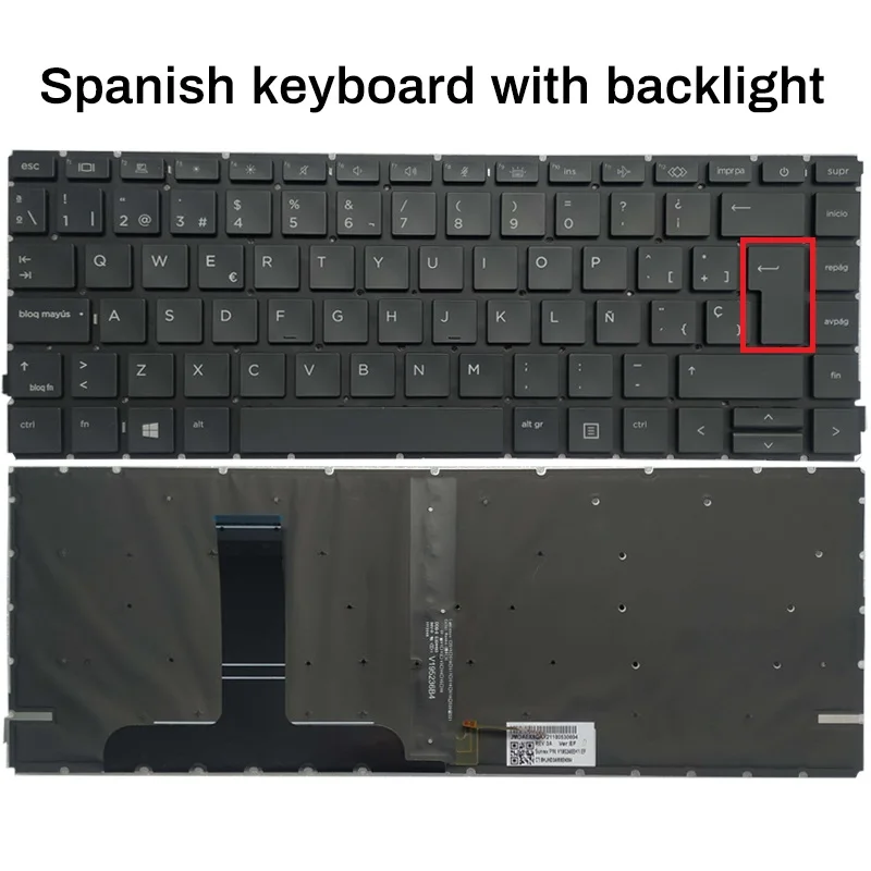 NUOVA tastiera del computer portatile US/UK/Spagnolo/Latin PER HP ProBook 445 440 G8 G9 645 640 G8 per EliteBook 645 640 G9 retroilluminazione - immagine 6