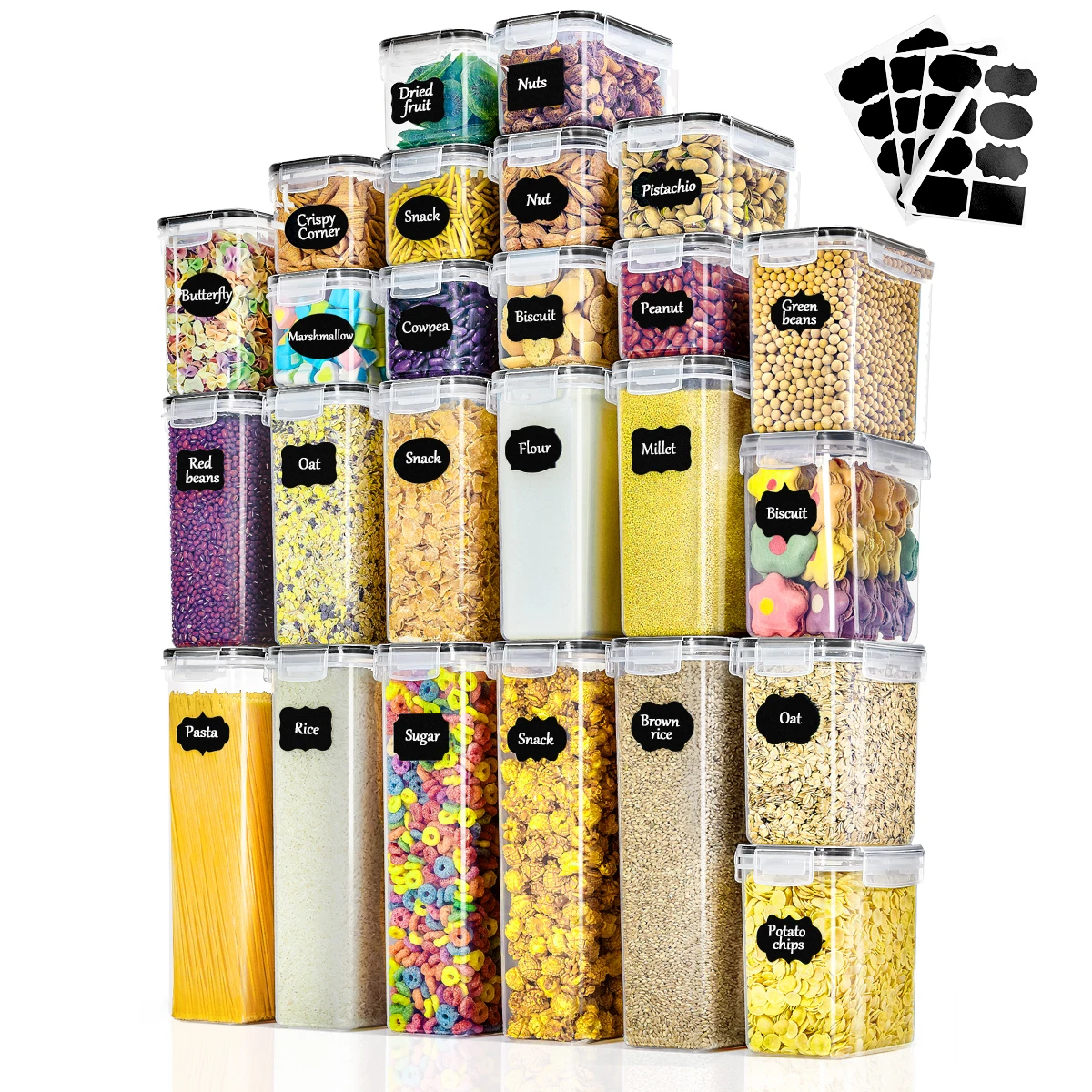 25 stücke Luftdichte Küche Getreide Lagerung Organizer Lebensmittel Gläser Haushalt Große Tank Kunststoff Feuchtigkeit-beständig Lagerung Box Gewürz Gläser