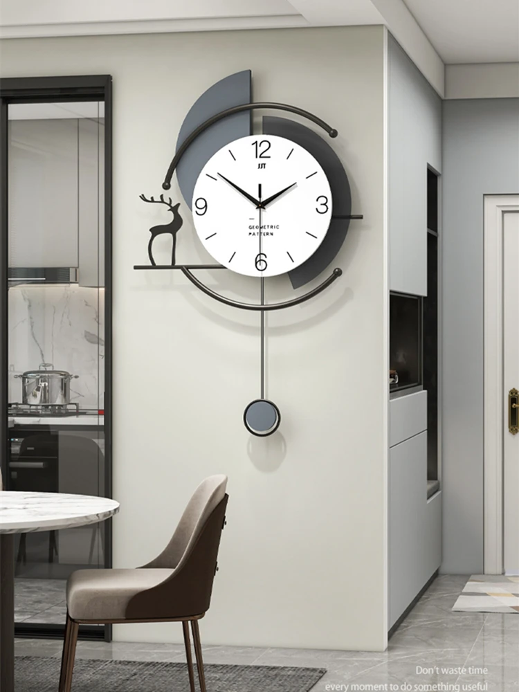 Đồng hồ treo tường gỗ hươu xoay hiện đại tối giản trang trí phòng khách ...