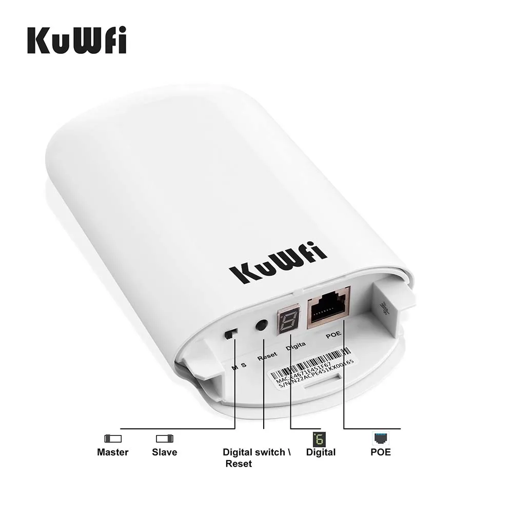1-2km de acesso de longo alcance, Antena 8dbi, Adaptador 24V POE