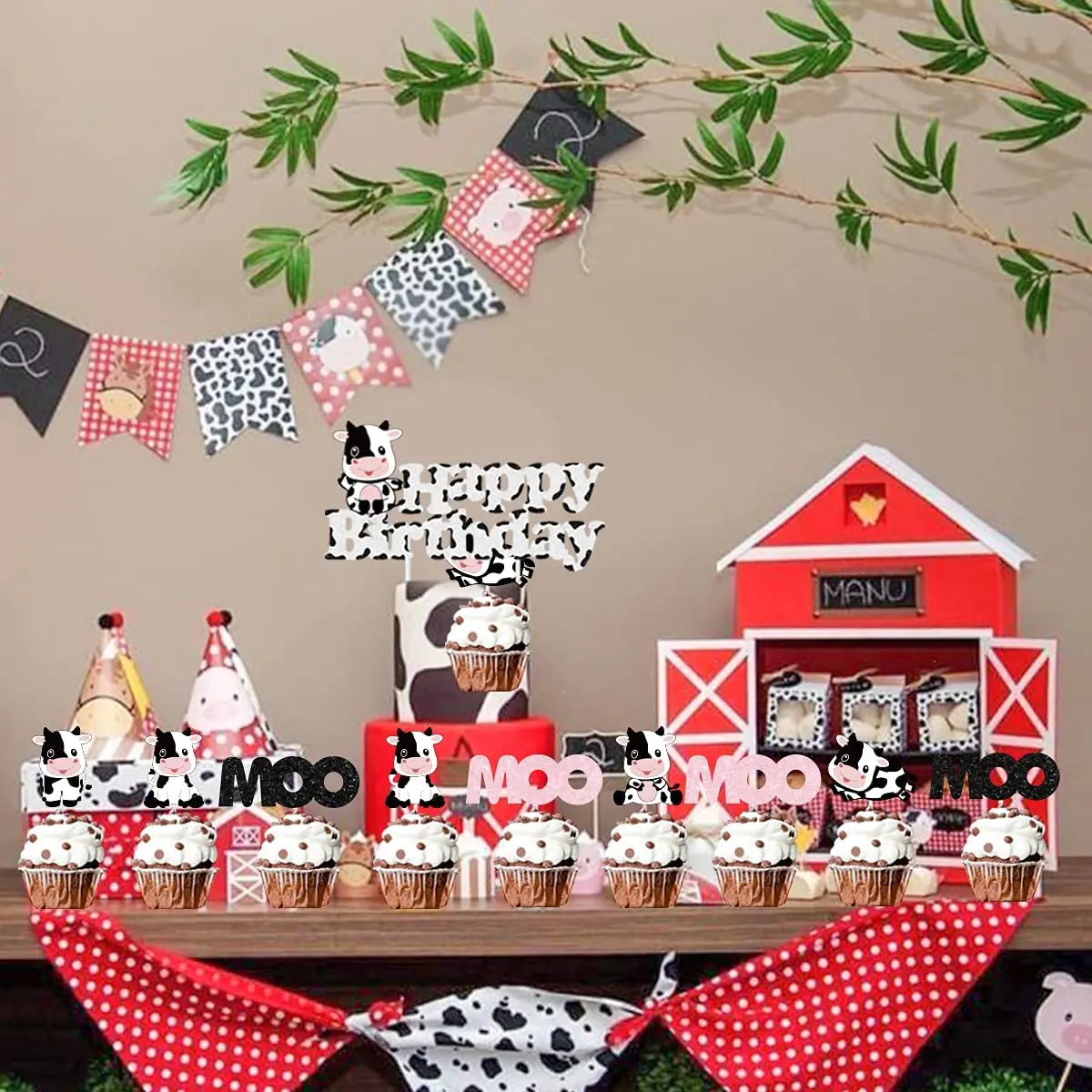 Décoration de gâteau joyeux anniversaire en forme de vache, pour garçon et  fille de 1, 2 et 3 ans, style Moo Chi, fournitures de décoration de fête,  25 pièces - AliExpress