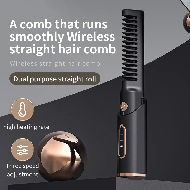 Portable Wireless Electric Hair Straightener Brush 2 IN 1 Heating Home Travel Womem Anti-scalding Straight Curly Comb hair straightener,hair straightener brush,hair straightener comb,hot air hair brush