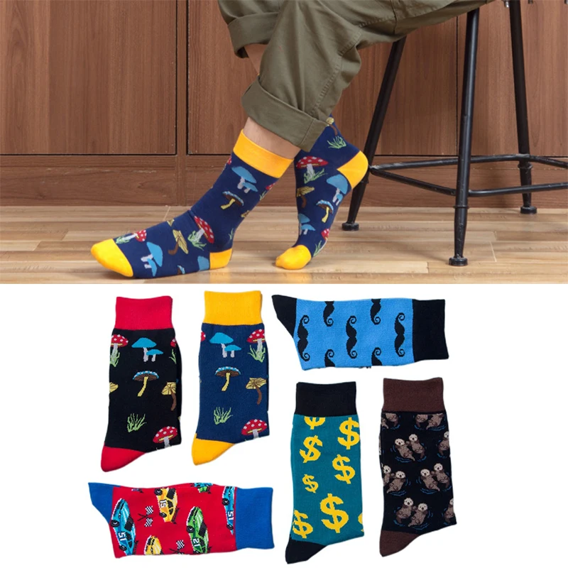 New Personality Creative Socks with Shark Beard Pattern Men\'s Socks Mid-to-high Tube Tide Socks