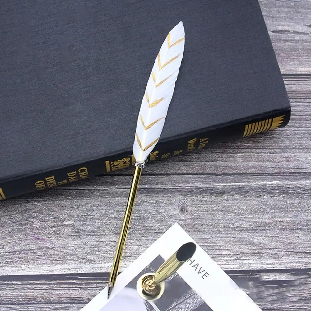 Vintage Feather Pen Set with Ornate Quill and Nib Collection - Elegant Writing Gift Set