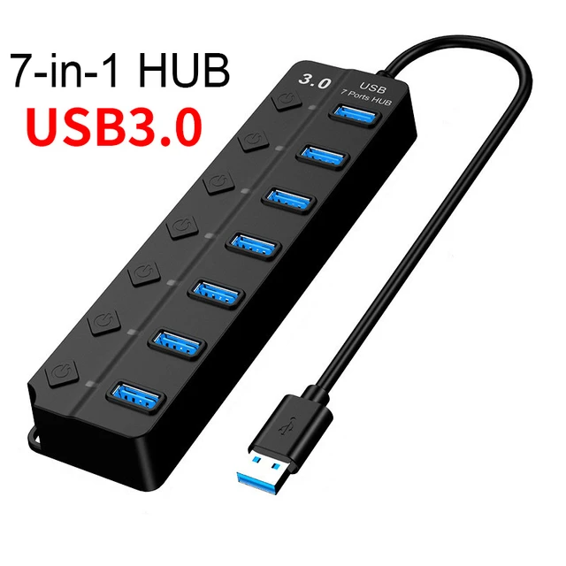 USB 3.0 HUB 3 0 HUB Multi USB Splitter 4/7 Port Expander Multiple USB 2.0  Hab Power Adapter USB3.0 Hub with Switch For PC Home - AliExpress