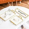 Household Rectangular Light Luxury Tray  Cosmetics Storage Tray Living Room Water Cup Storage Hotel Apartment Storage Tray New 2