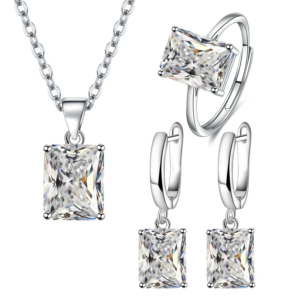  여성용 고급 주얼리 선물 세트, 로맨틱 하트 지르콘 허기 귀걸이, 펜던트 목걸이, 반지