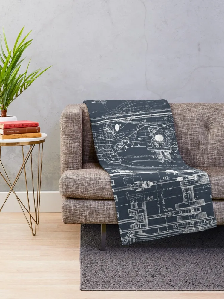 Steam Train Blueprint Throw Blanket Heavy Blanket