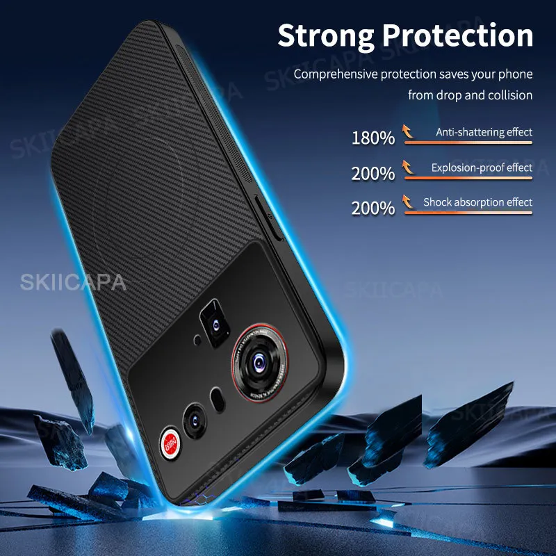 Carbon Fiber Texture Magnetic Shockproof Case with Soft Matte Finish