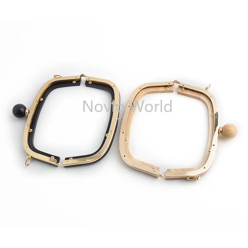Wooden Metal Kiss Clasp Lock Frame Handles For Purse Handbag Shoulder Wallet Closure Clutch Bags DIY Sewing Handmade Accessories