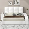 Queen Size Smart Bed Frame  Upholstered Platform Bed with Headboard and Light with Storage Shelves and Multimedia Nightstand 1