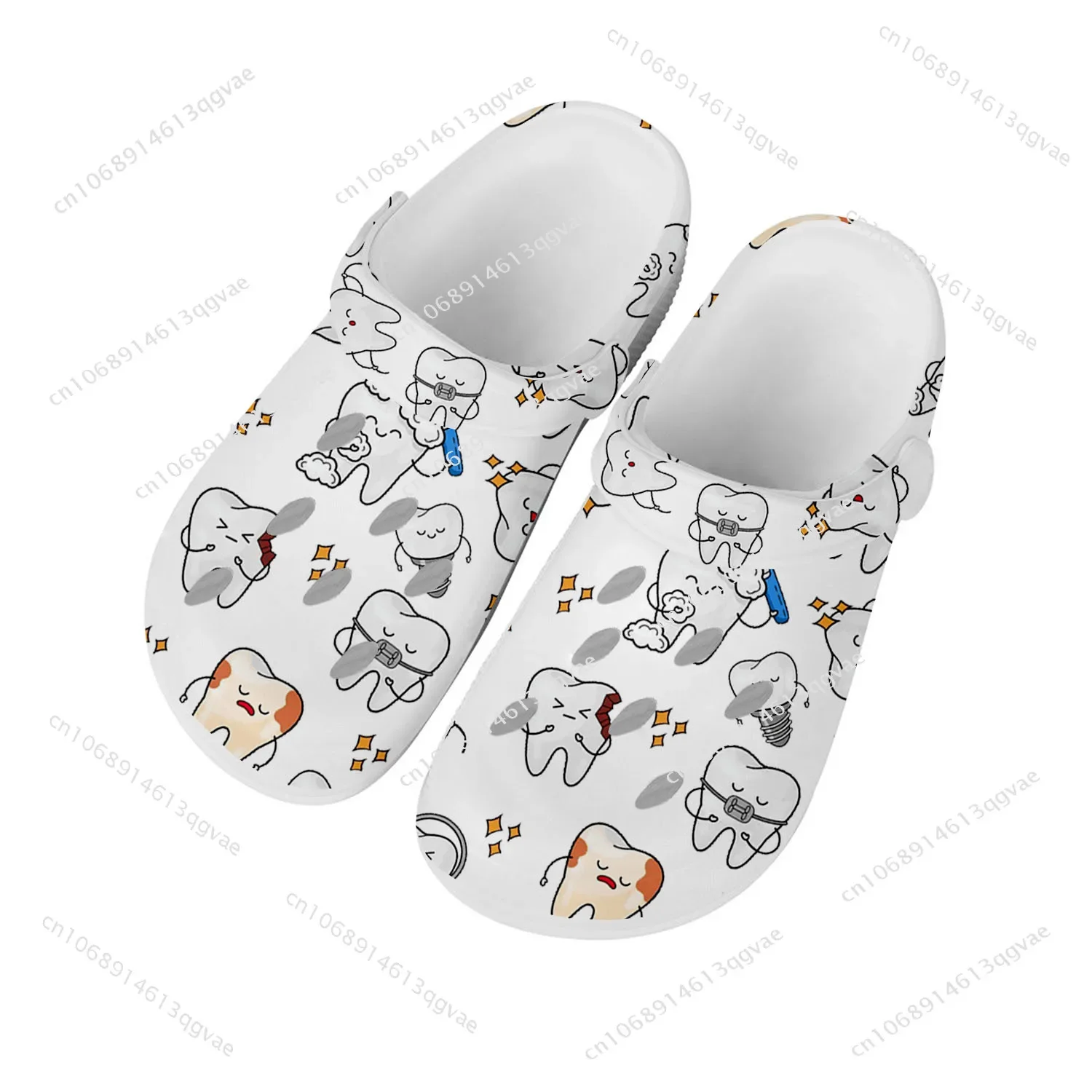 

Tooth Dentist Cartoon Home Clogs Custom Water Shoes Mens Womens Teenager Sandals Garden Clog Breathable Beach Hole Slippers