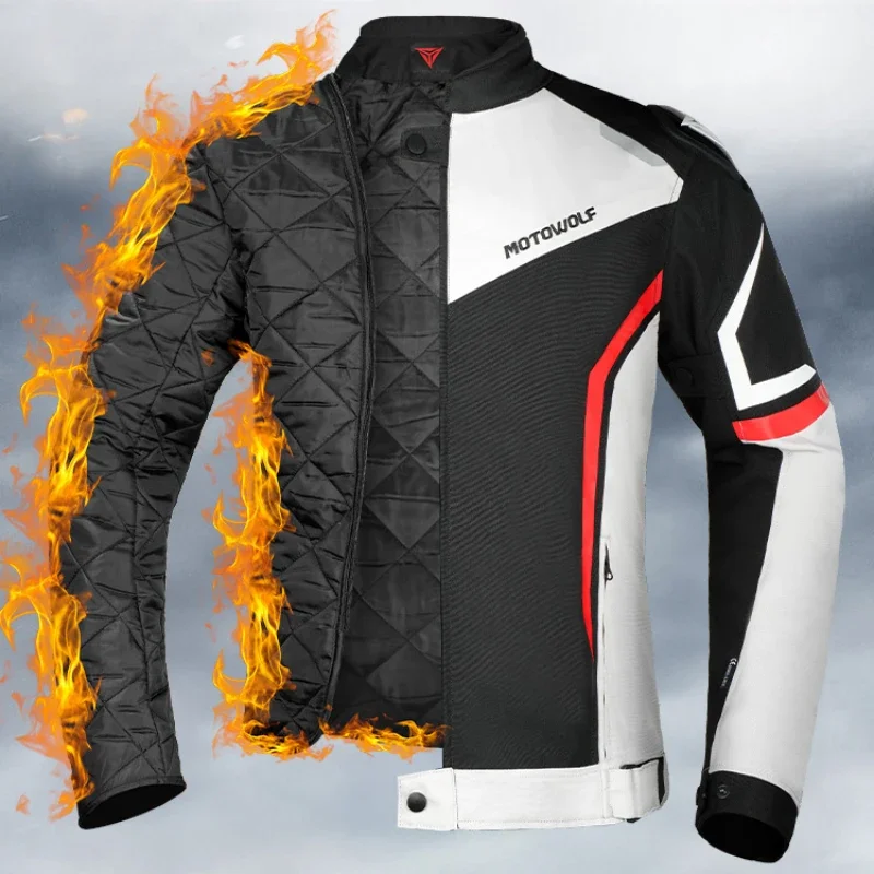 

MotoWolf Winter Motorcycle Riding Suit For Men's Windproof And Anti Drop Jacket Waterproof and Warm Racing Rally Suit Jacket