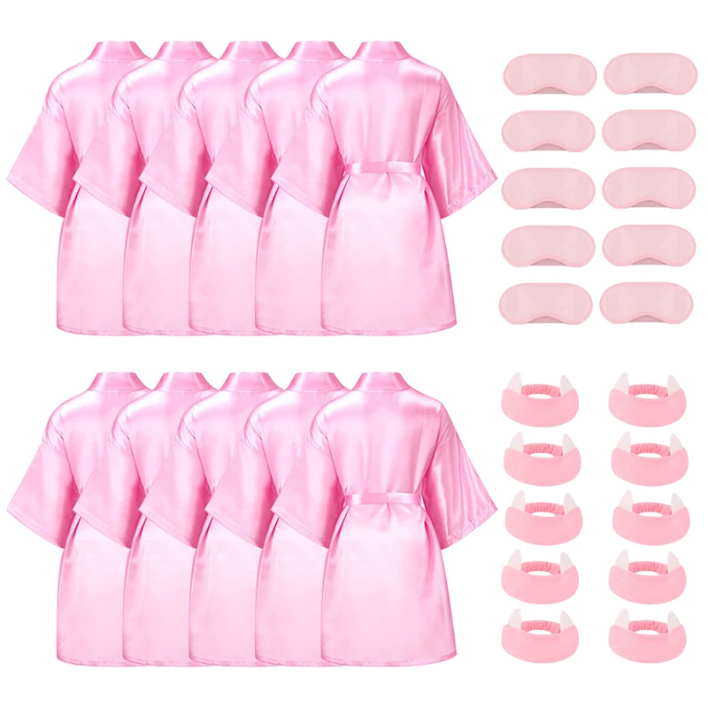 10 pezzi Set Spa Party Robe Kimono Girl accappatoio raso di seta compleanno  slublers bomboniere usa e getta per bambini con fascia/benda - AliExpress