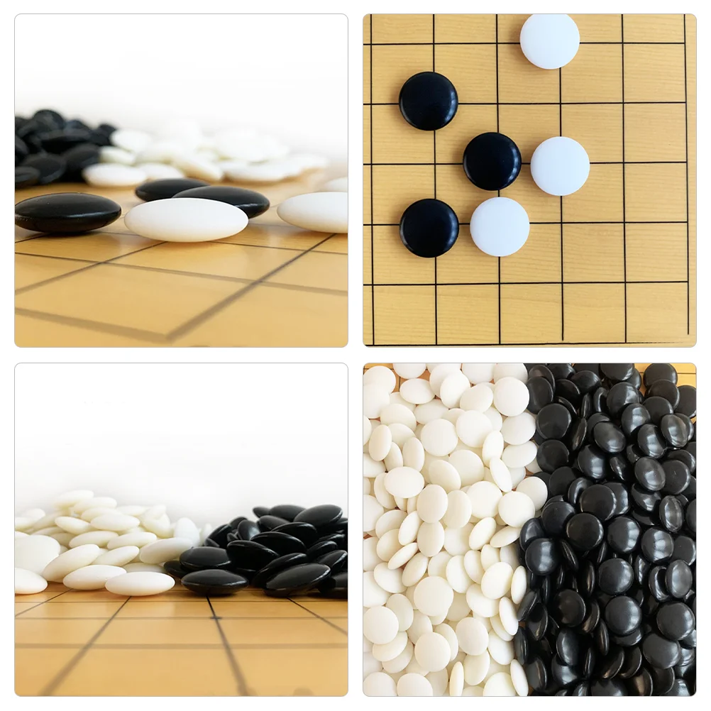 360Pcs Go Game Stones Set Double Convex Melamine Chess Pieces Black White Stones Go Chess Playing Pieces Chinese Strategy