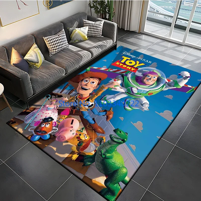 

Anime Toy Story Woody Buzz Lightyear Rug Carpets Decor for Living Room Children's Bedroom Sofa Doormat Bathroom Kids Floor Mat
