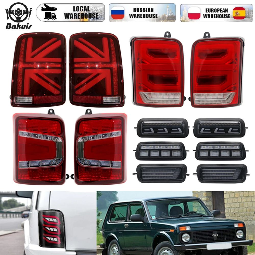 2Pcs Smoke LED Tail Lights for Lada Niva 4X4 Rear Brake Reverse