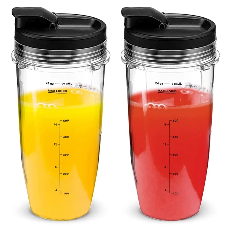 Blender Replacement Cup 24 oz (2 Pack) with Sip & Seal Lids for Nutri Ninja  Pro Extractor Blender for Ninja Bl450 BL454 Auto-iQ Ninja BL642 BL480D