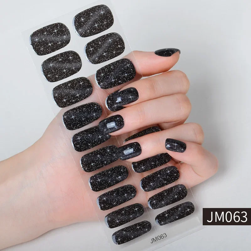 Starry Purple Art Stickers Design Semi Cured Gel Nail Stickers 3D Glitter French Nails Decals Manicure Decor UV Lamp Need 5