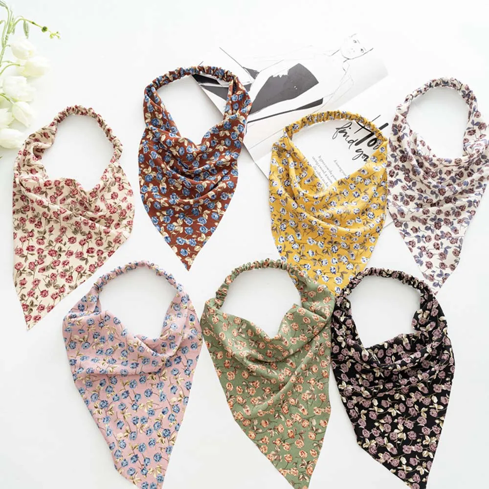 

Triangle Bandanas Hairband Floral Print Scrunchies Hair Scarf Headband Elastic Hair Bands Turban Headwrap Women Hair Accessories