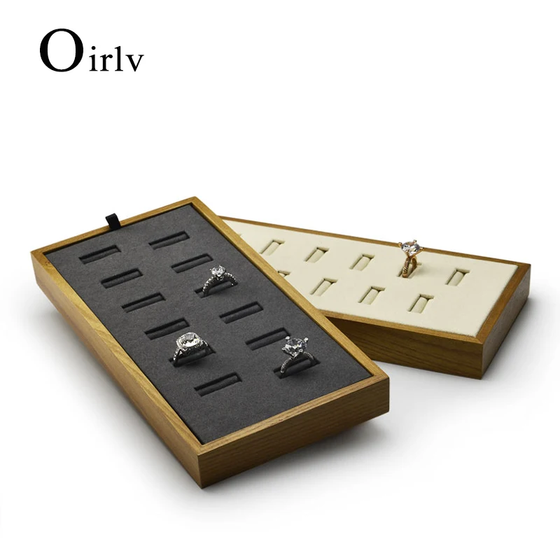 Oirlv Schmuckständer aus Holz, Juwelier-Aufbewahrungsbox mit Mikrofasereinsatz, Anhänger, Kette, Präsentationsständer, Halter, Ring-Organizer