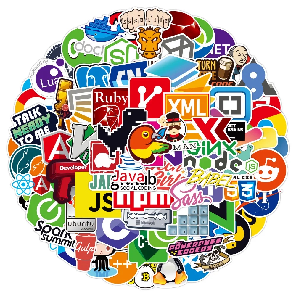 100pcs Programming Stickers Graffiti Laptop Fridge Phone Skateboard Computer Car Waterproof DIY Sticker Decals Kids Toy 3