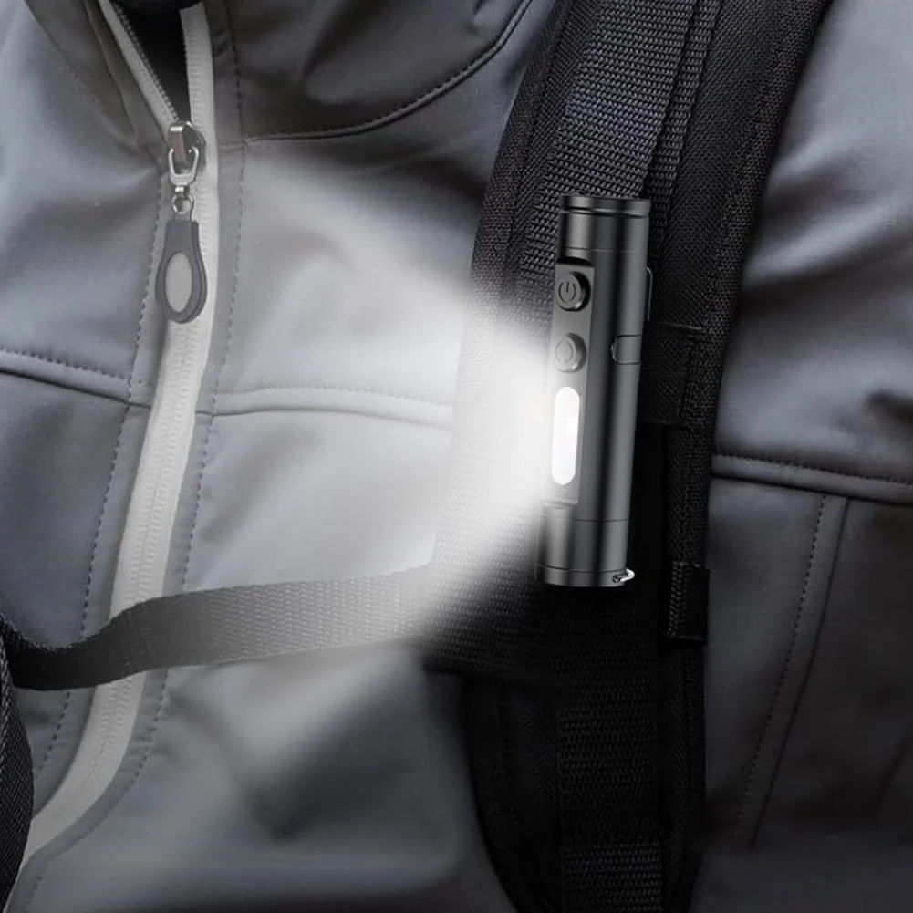 Mini Keychain Flashlight USB/Type-C Charging IP66 Waterproof Torch Lamp With Magnet Multifunction Warning Camping Flashlights