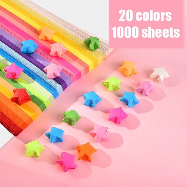 1000 Sheets Colorful Origami Stars Paper Strips Lucky Star 20 Colors Folding  Paper Material for Children