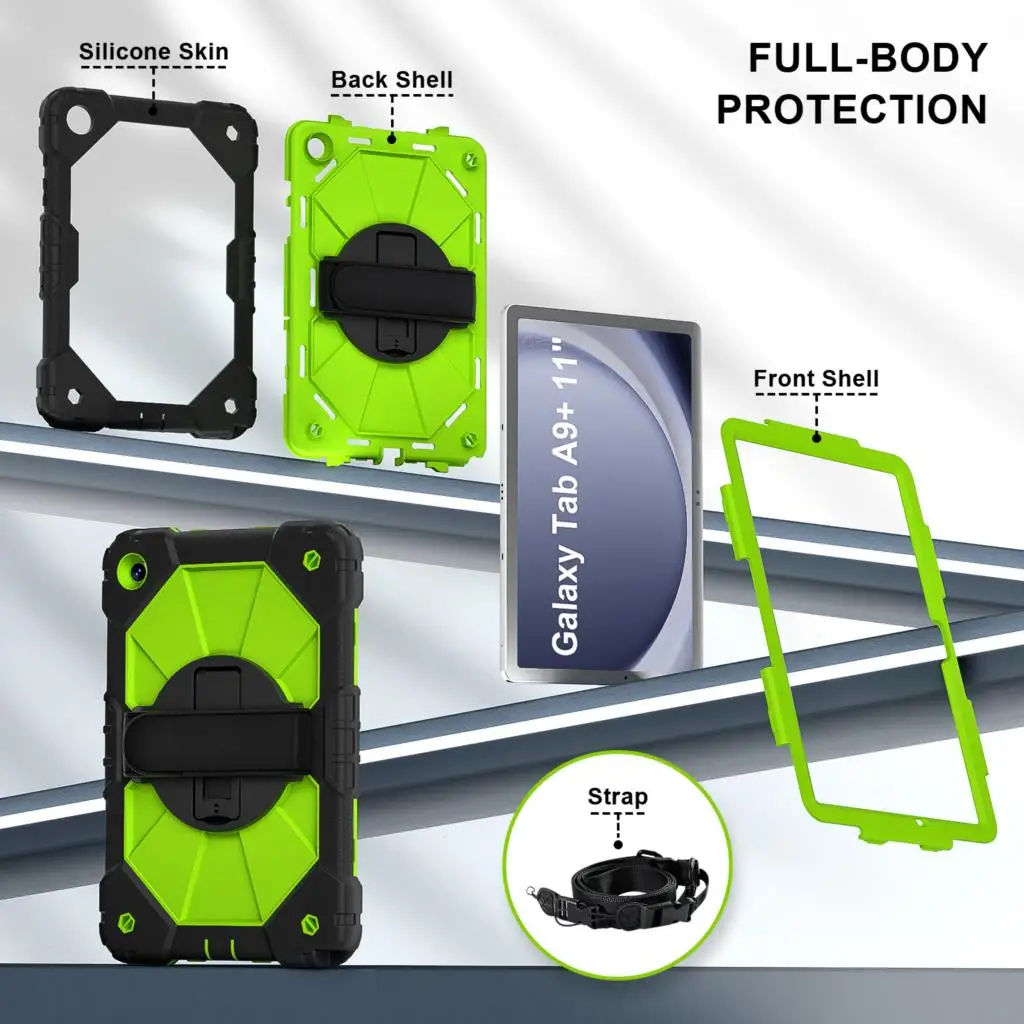 Ultra-Durable Rotating Hand Strap Case with 360 Stand for Samsung Tab A9 Series