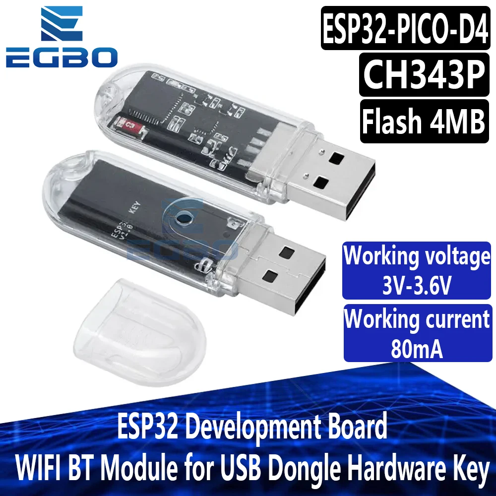 1~10PCS EGBO ESP32 Development Board WIFI BT Module for USB Dongle Hardware  Key 4MB Flash CH343P MINI USB Flash Disk Tools - AliExpress