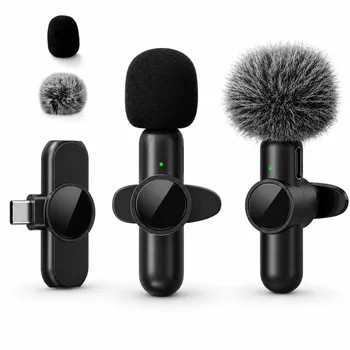 Microfono Lavalier Wireless, con Cancellazione del Rumore, Adatto per Vlog, Interviste e Streaming Live, Compatibile con Dispositivi Type-C