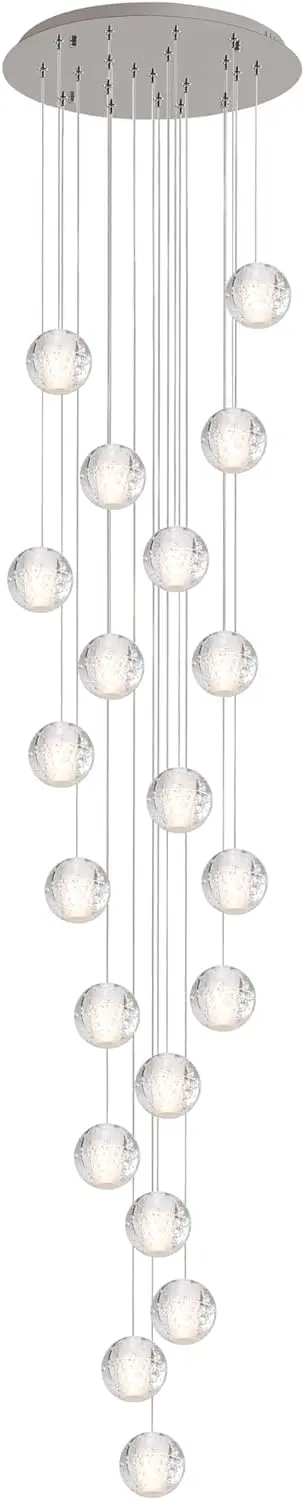 

Foyer Chandelier 20-Lights High Ceiling Large Spiral Raindrop Pendant Lighting,Bubble Staircase Living Room Entryway Hanging