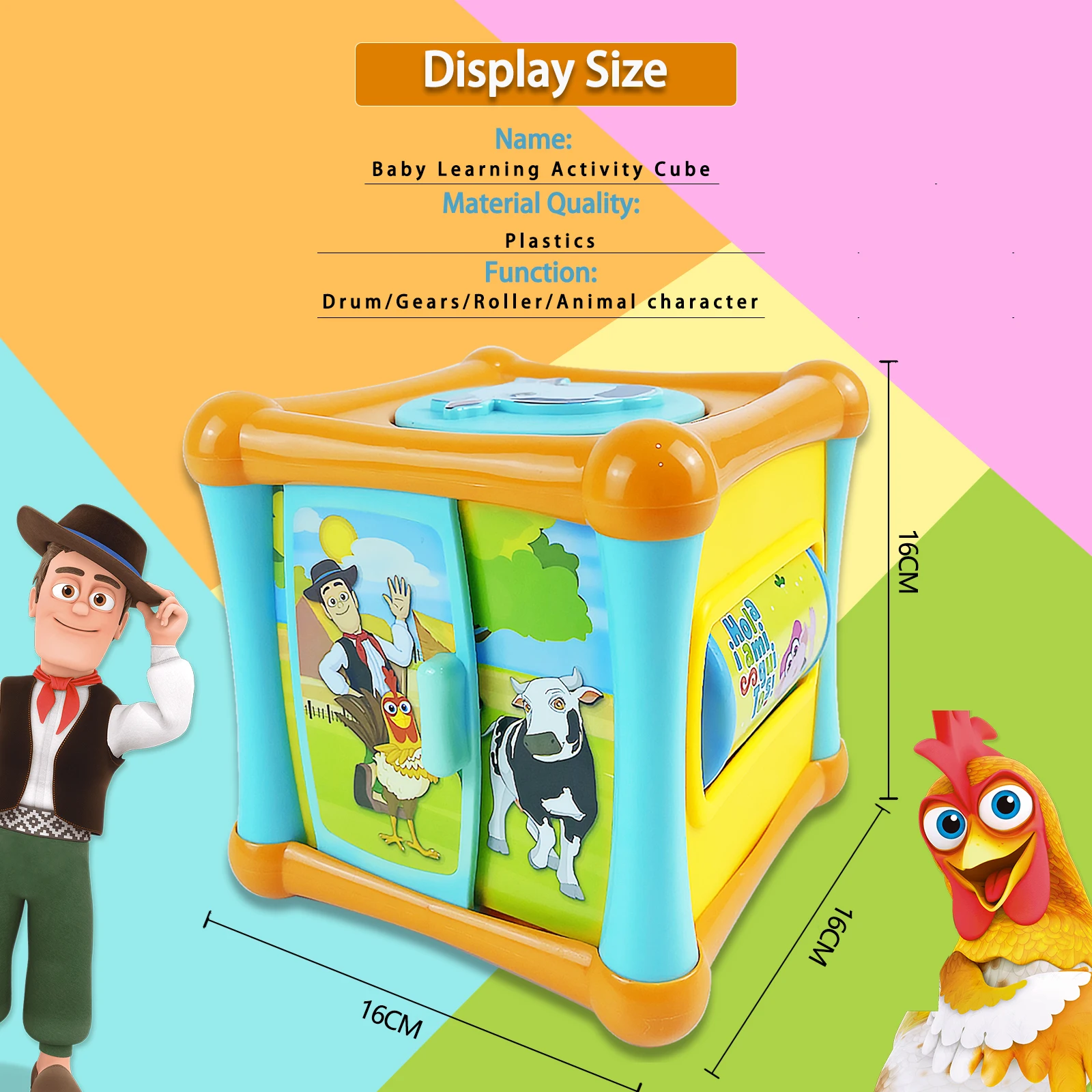 La Granja De Zenon Baby Activity Cube Toy Educational Learning Toy with Sound for Toddlers Boys Girls Gift Zenon Farm Toys