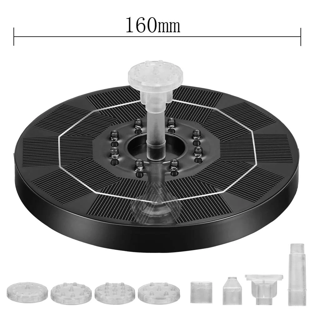21.5CM LED Solar Fountain Pump for Bird Bath Garden