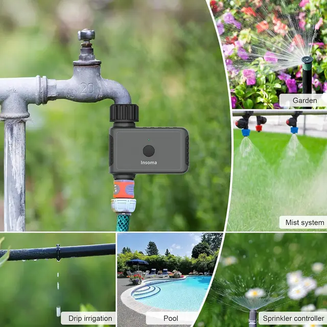 Insoma Wifi Automatic Sprinkle Timer Remote Garden Water Timer Smart Irrigation Watering System Hose Control Unit Support Alexa 6
