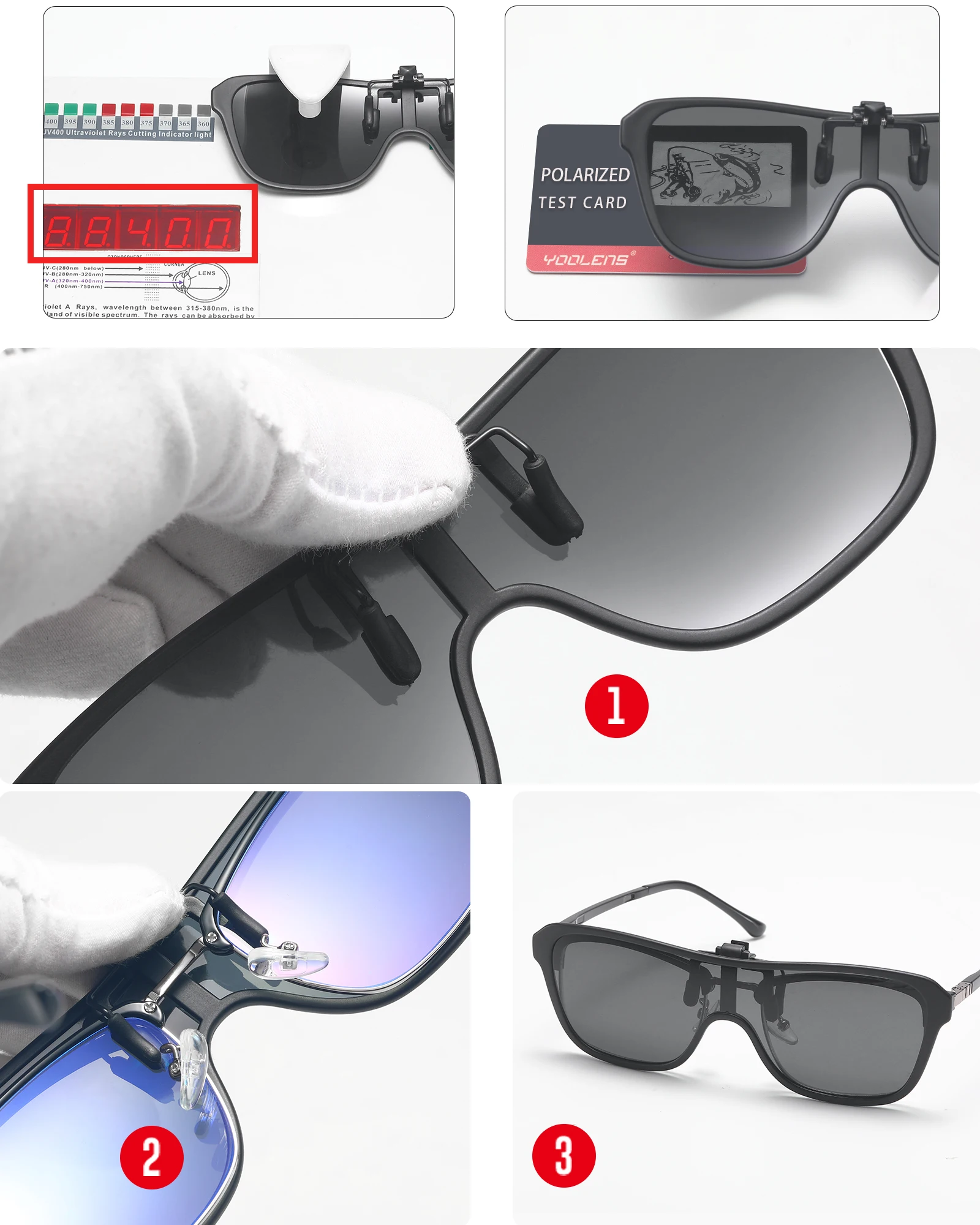 Yoolens Polarized Clip-on Flip Up Clip Rimless Sunglasses for Prescription Glasses - TAC Lens with UV400 K1_voghion.com