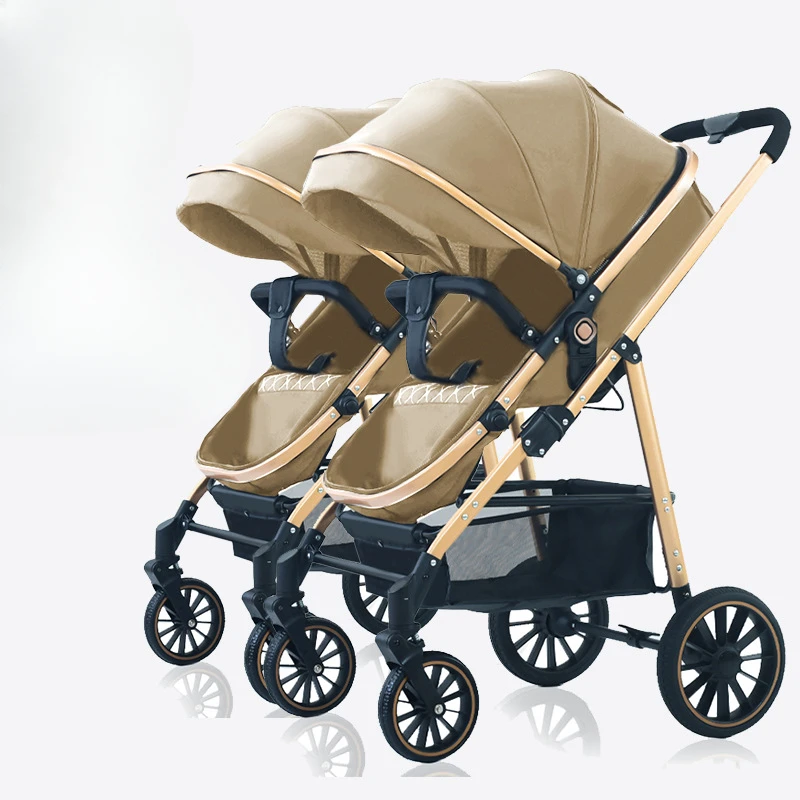 Twin Stroller, Lightweight High Landscape Stroller, Split Two Baby Portable Can Sit and Lie Down Can Be Folded