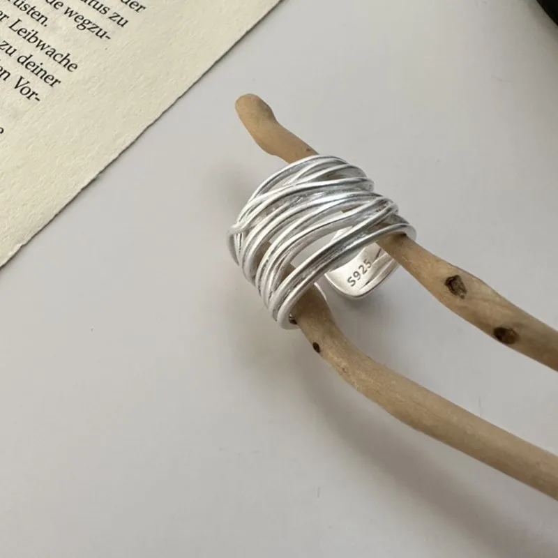 Geometric Crossing Wrapping Lines Rings for Women Silver Color Simple Finger Ring Party Jewelry anillos