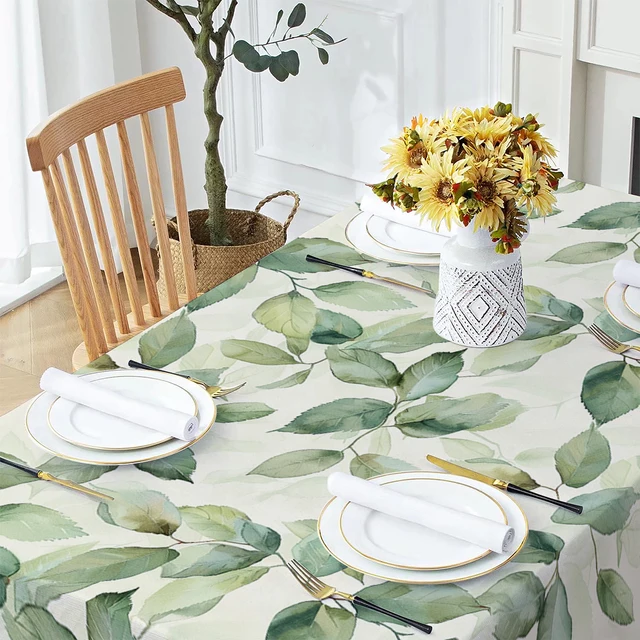 Floral & Palm Leaves Waterproof Tablecloth – Rectangular Table Cover for Parties and Dining 4